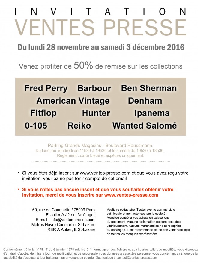 Invitation Ventes Presse